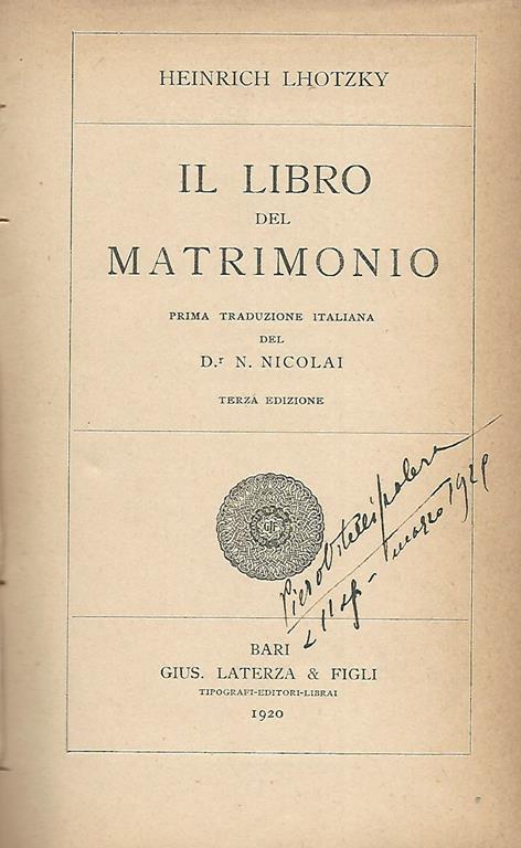 Il libro del matrimonio - Heinrich Lhotzky - copertina