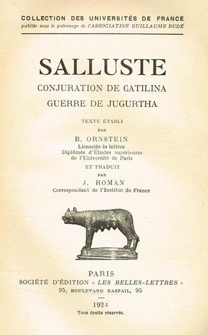 Conjuration De Catilina. Guerre De Jugurtha - C. Crispo Sallustio - copertina