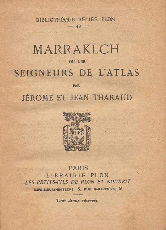 Marrakech. ou les seigneurs de l’atlas - copertina