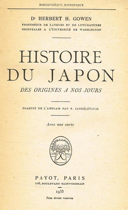 Histoire Du Japon. Des Origines A Nos Jours - copertina