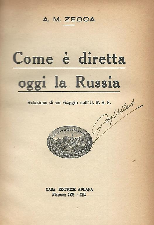 Come è diretta oggi la Russia. Relazione di un viaggio nell'URSS - copertina