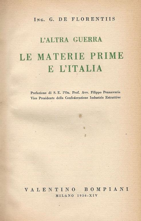 L' altra guerra. Le materie prime e l'Italia - copertina