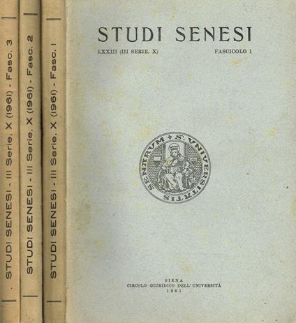 Studi Senesi Anno Lxxiii Fasc.I Ii Iii - copertina