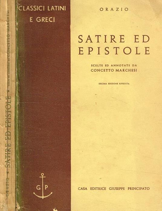 Satire Ed Epistole - Q. Flacco Orazio - copertina