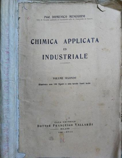 Chimica Applicata Ed Industriale Vol. Ii - Domenico Meneghini - copertina