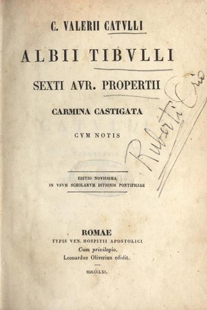 Carmina castigata - G. Valerio Catullo,Albio Tibullo - copertina