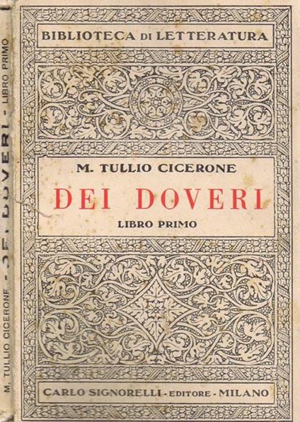 Dei Doveri (Libro Primo). (De Officiis) - M. Tullio Cicerone - copertina