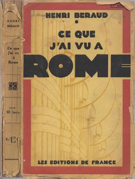 Ce que j'ai vu a Rome - Henry Beraud - copertina