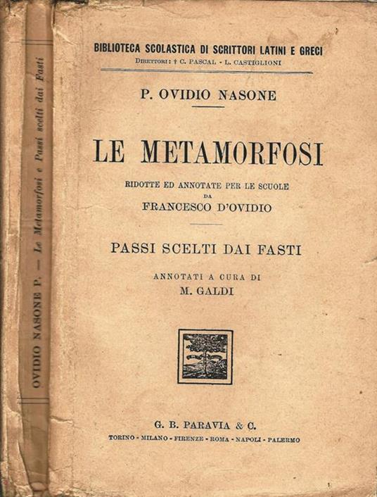 Le Metamorfosi, Passi scelti dai fasti - P. Nasone Ovidio - copertina