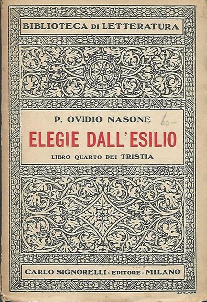 Elegie dall'esilio- Libro quarto dei Tristia - P. Nasone Ovidio - copertina