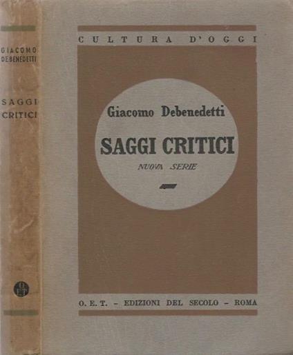 Saggi critici - Giacomo Debenedetti - copertina