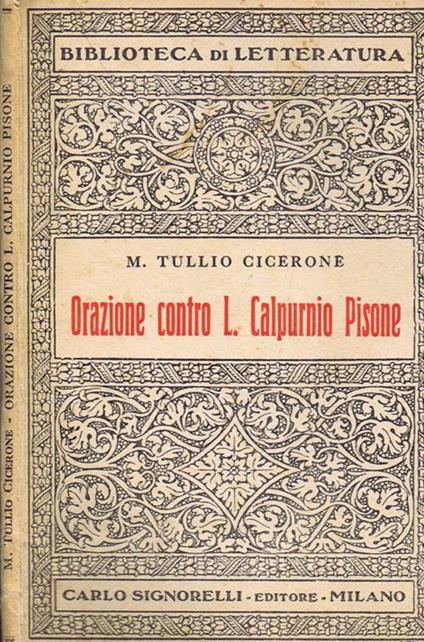 Orazione Contro L. Calpurnio Pisone - M. Tullio Cicerone - copertina