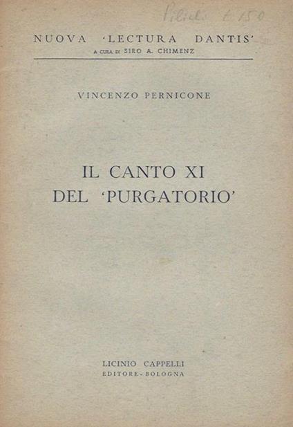 Il canto XI del purgatorio - Vincenzo Pernicone - copertina