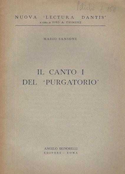 Il canto I del purgatorio - Mario Sansone - copertina