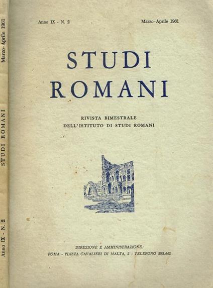 Studi Romani. Rivista bimestrale dell'Istituto di studi romani. Anno IX n.2 - copertina