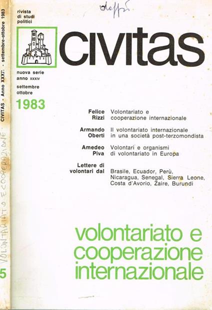 Civitas. Rivista bimestrale di studi politici fondata nel 1919 da Filippo Meda. Anno XXXIV n.5. Volontariato e cooperazione internazionale - Paolo E. Taviani - copertina