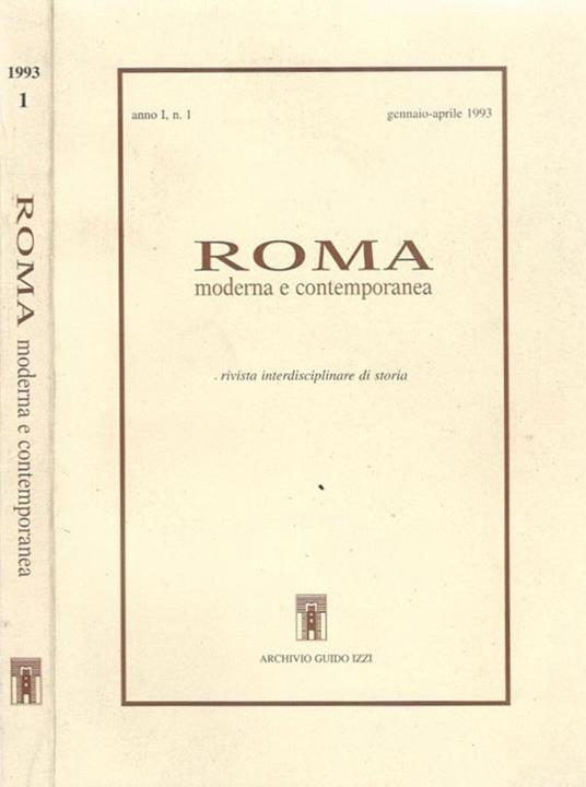 Roma moderna e contemporanea n. 1. Rivista interdisciplinare di storia - copertina