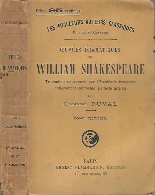 Oeuvres Dramatiques Tomo I - William Shakespeare - copertina