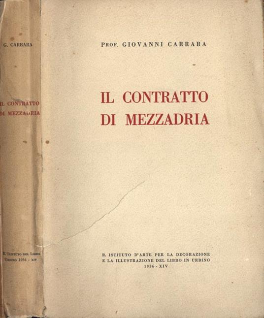 Il contratto di mezzadria - G. B. Carrara - copertina