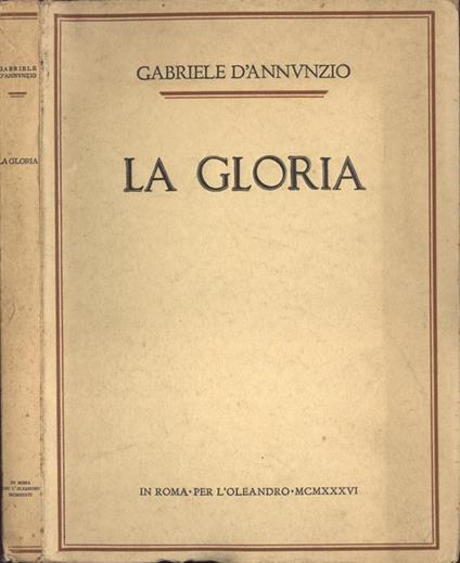 La gloria - Gabriele D'Annunzio - copertina