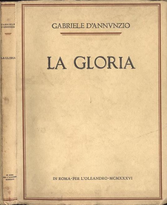 La gloria - Gabriele D'Annunzio - copertina