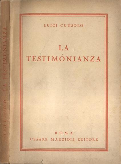 La testimonianza - Luigi Cunsolo - copertina