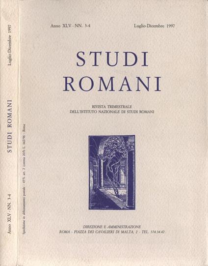 Studi romani Anno XLV nn. 3 - 4 - copertina