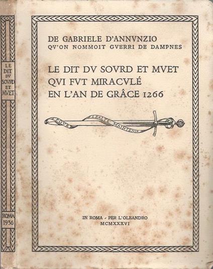 Le dit du sourd et muet. qui fut miraculé en l'an de grace 1266 - Gabriele D'Annunzio - copertina