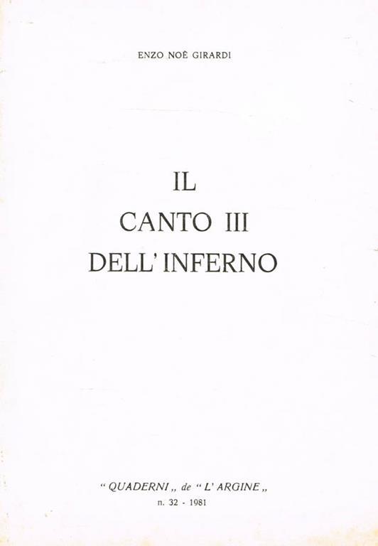 Il canto III dell'Inferno - Enzo Noè Girardi - copertina