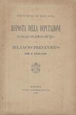 Risposta della Deputazione alle osservazioni fatte dal Ministero dell'Interno sul bilancio preventivo per l'anno 1895