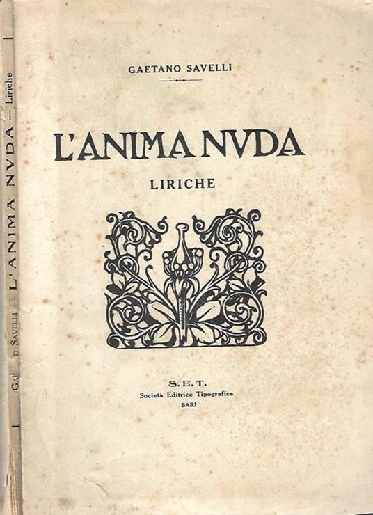 L' anima nuda. Liriche - Gaetano Savelli - copertina