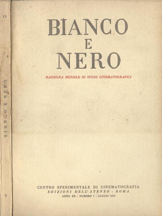 Bianco e Nero Anno XX n. 7 - copertina