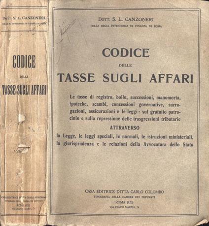 Codice delle tasse sugli affari - copertina