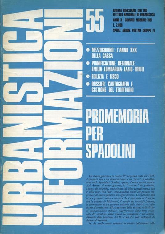 Urbanistica informazioni Anno X n. 55 - copertina