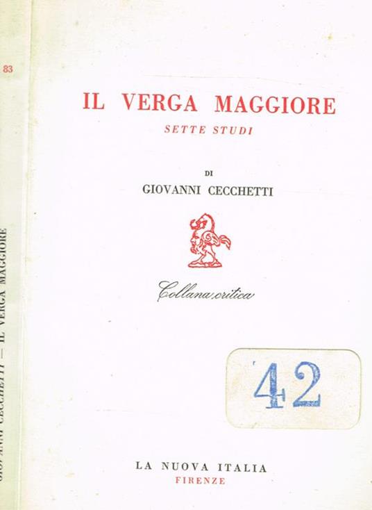 Il Verga maggiore. Sette studi - Giovanni Cecchetti - copertina