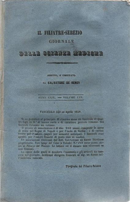 Il Filiatre-Sebezio giornale delle scienze mediche. 1859 - copertina
