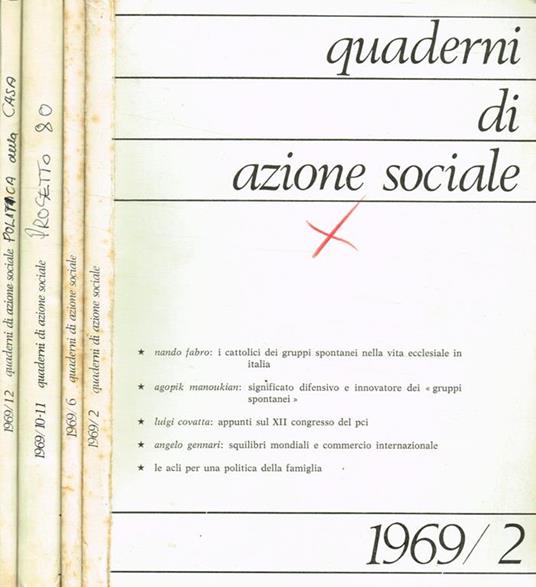 Quaderni di azione sociale. Rivista mensile anno XX n.2, 6, 10/11, 12 - copertina