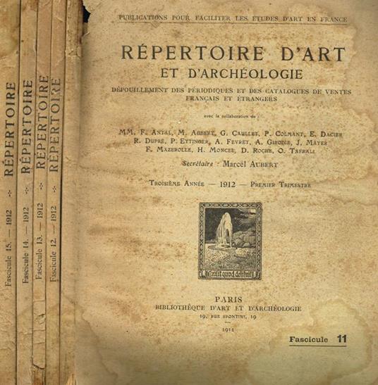 Repertoire d'art et d'archeologie depouillement des periodiques et des catalogues de ventes français et etrangers 1912 - copertina