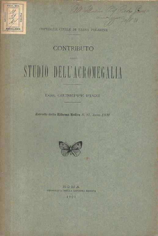 Contributo alla studio dell'acromegalia - Giuseppe Finzi - copertina