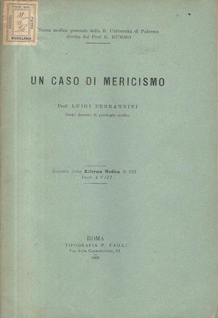 Un caso di mericismo - Luigi Ferrannini - copertina