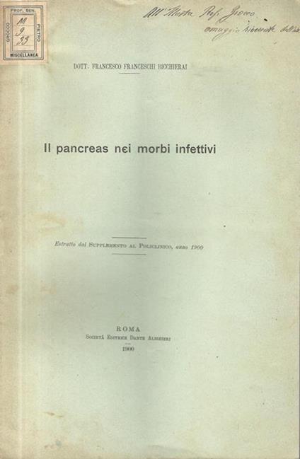 Il pancreas nei morbo infettivi - copertina