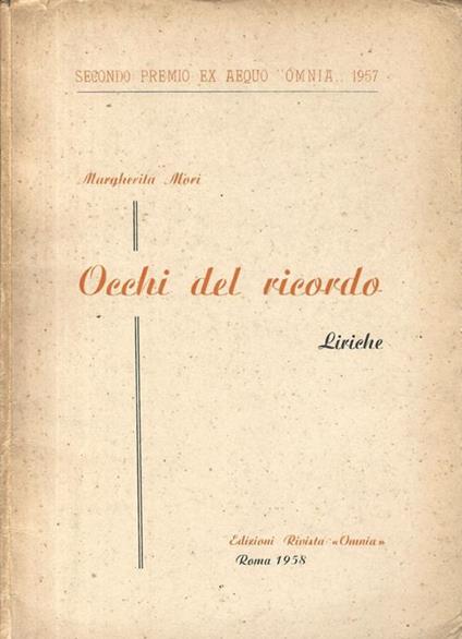 Occhi del ricordo. Liriche - Margherita Mori - copertina