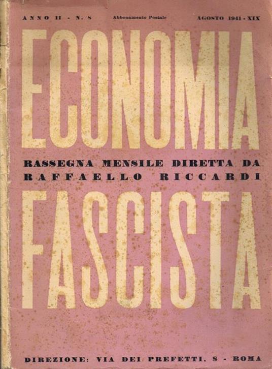 Economia Fascista (Vol. n. 8) - Raffaello Riccardi - copertina