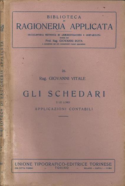 Gli schedari e le loro applicazioni contabli - Giovanni Vitale - copertina