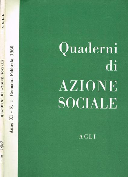 Quaderni di Azione Sociale. Rivista bimestrale anno XI n.1 - Dino Penazzato - copertina