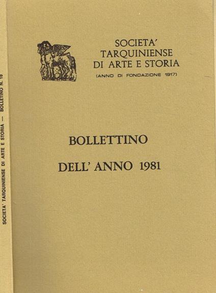 Società tarquiniense di arte storia (anno di fondazione 1917). Bollettino dell'anno 1981. Supplemento n.10 alle Fonti di Storia Cornetana - copertina