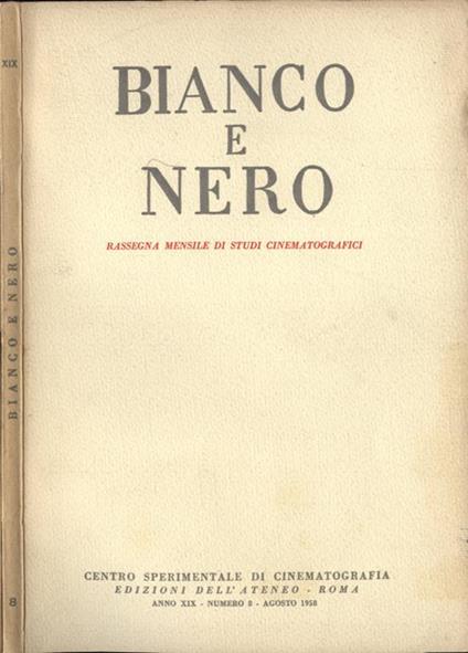 Bianco e Nero Anno XIX n. 8 - copertina