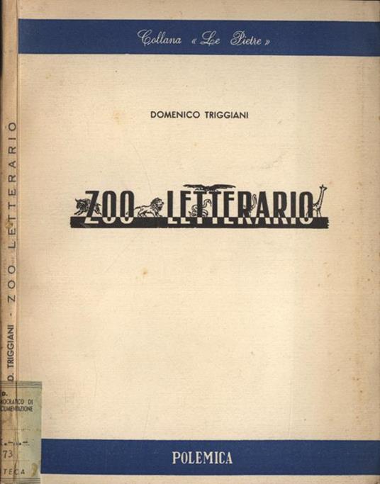 Zoo letterario Vol. I. 1956. 1958 - Domenico Triggiani - copertina