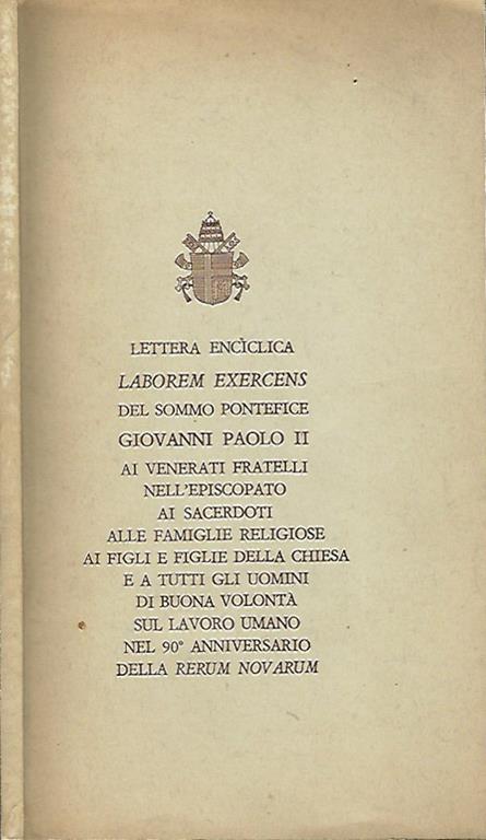 Lettera enciclica Laborem Exercens - Giovanni Paolo II - copertina