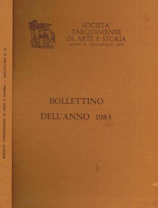 Società tarquiniense di arte storia (anno di fondazione 1917). Bollettino dell'anno 1983. Supplemento n.12 alle Fonti di Storia Cornetana - copertina